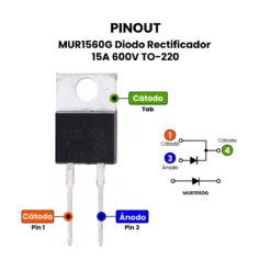 Alternative view of MUR1560G Diodo Rectificador 15A 600V TO-220