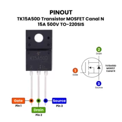 Alternative view of TK15A50D Transistor MOSFET Canal N 15A 500V TO-220SIS
