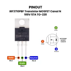 Alternative view of IRF3710PBF Transistor MOSFET Canal N 100V 57A TO-220